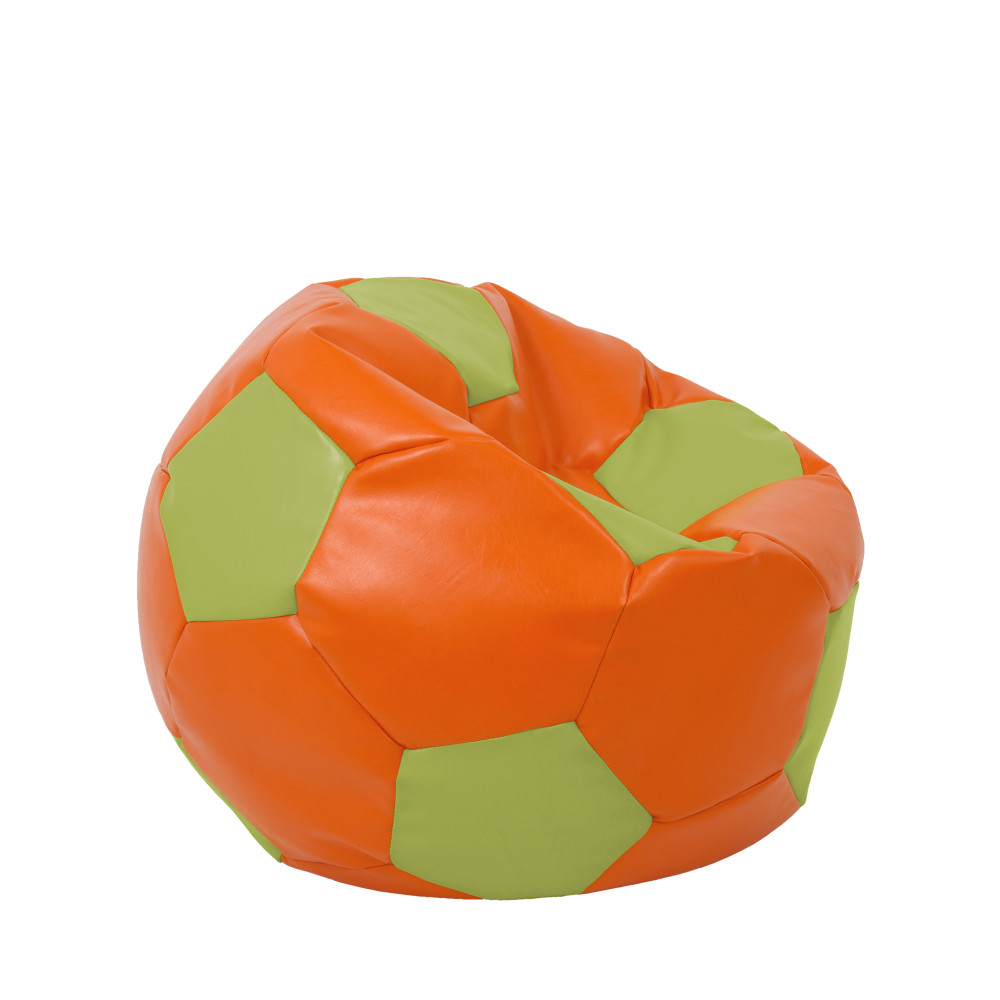 Fotoliu puf Mondo Ball - imitatie piele - portocaliu/verde Fotoliu puf Mondo Ball - imitatie piele - portocaliu/verde