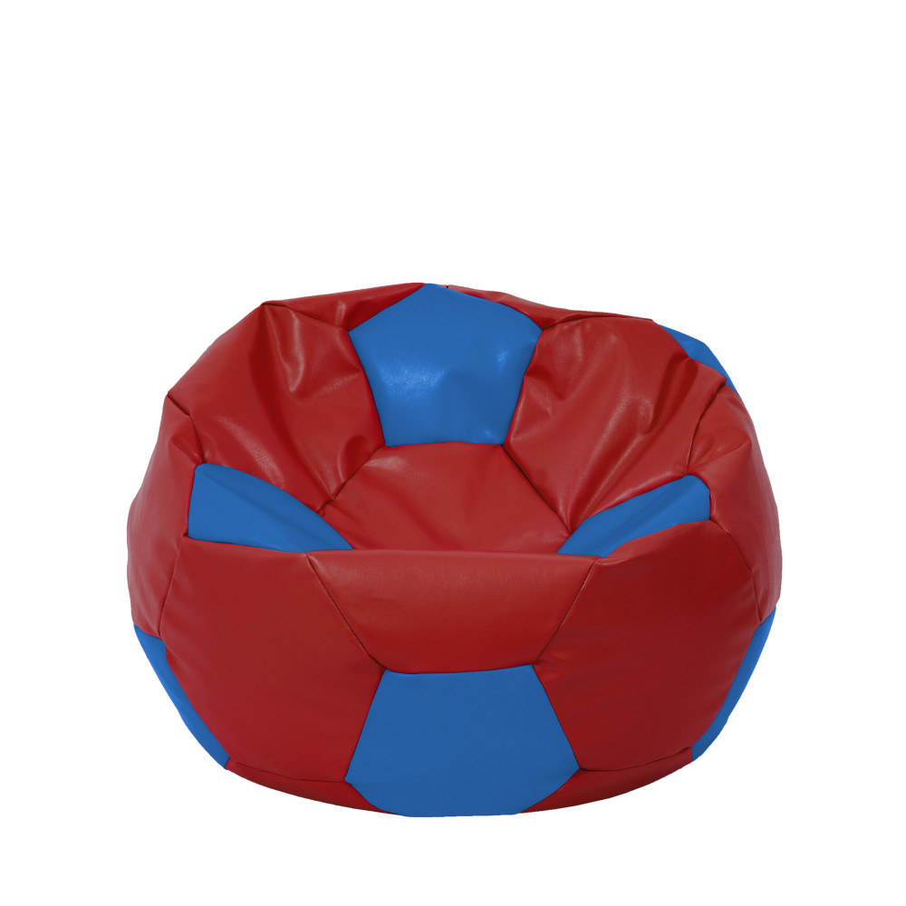 Fotoliu puf Mondo Ball - imitatie piele - rosu/albastru Fotoliu puf Mondo Ball - imitatie piele - rosu/albastru
