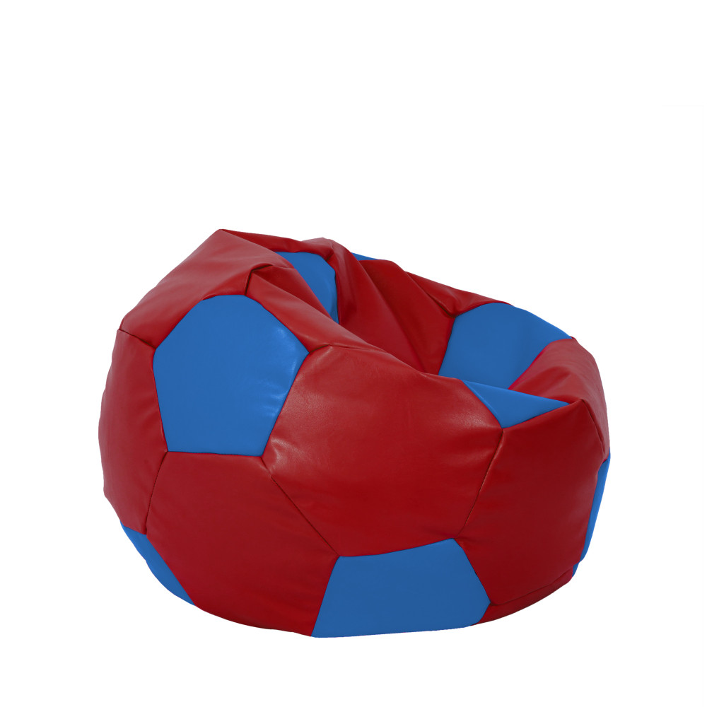 Fotoliu puf Mondo Ball - imitatie piele - rosu/albastru Fotoliu puf Mondo Ball - imitatie piele - rosu/albastru