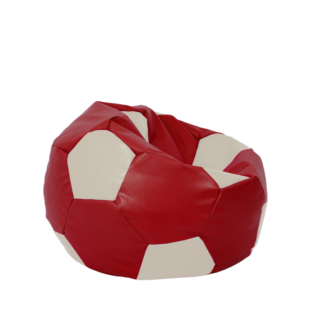 Fotoliu puf Mondo Ball - imitatie piele - rosu/crem Fotoliu puf Mondo Ball - imitatie piele - rosu/crem