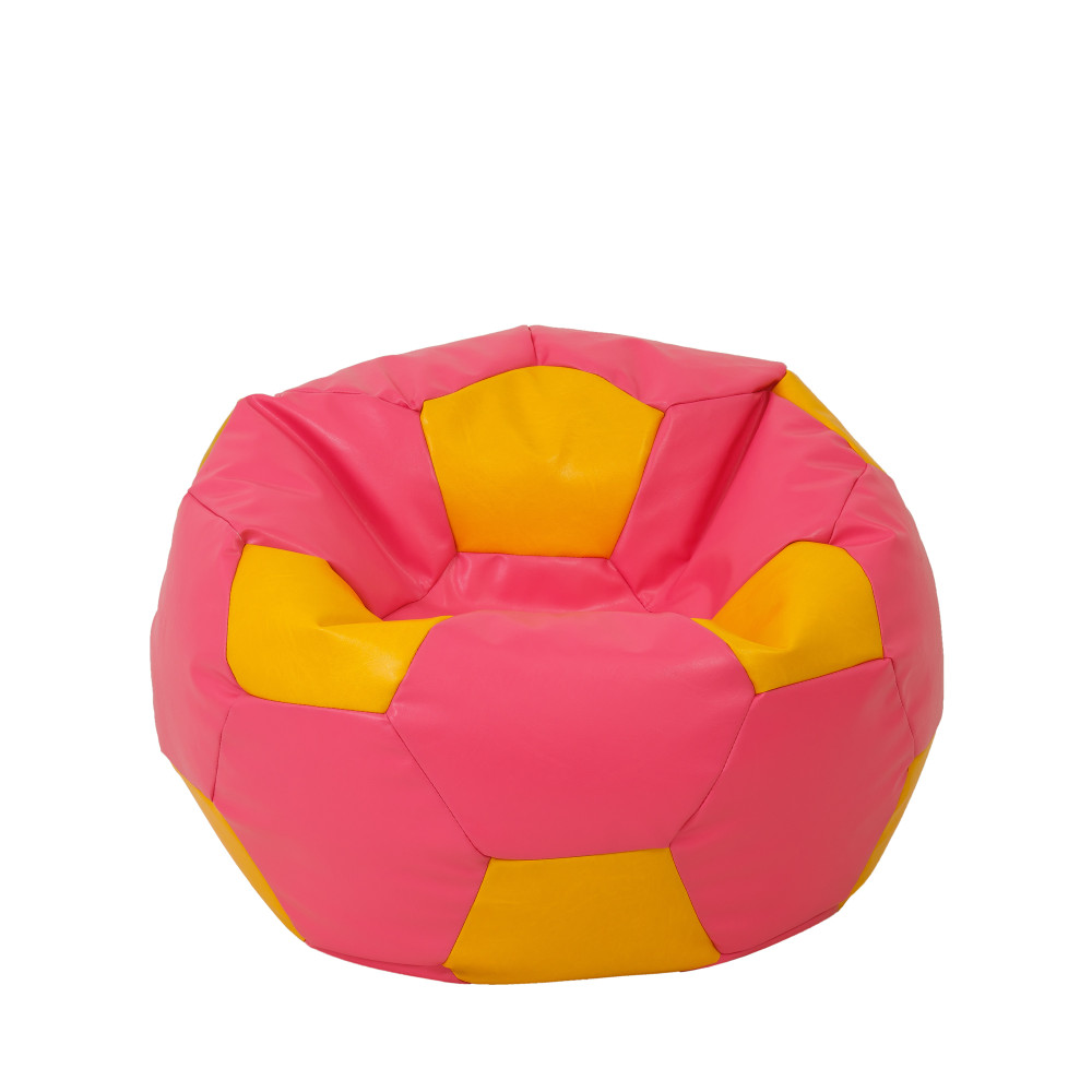 Fotoliu puf Mondo Ball - imitatie piele - roz/galben Fotoliu puf Mondo Ball - imitatie piele - roz/galben