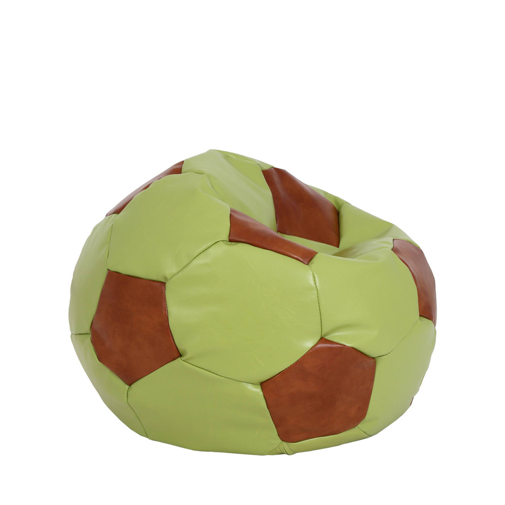Fotoliu puf Mondo Ball - imitatie piele - verde/coniac Fotoliu puf Mondo Ball - imitatie piele - verde/coniac