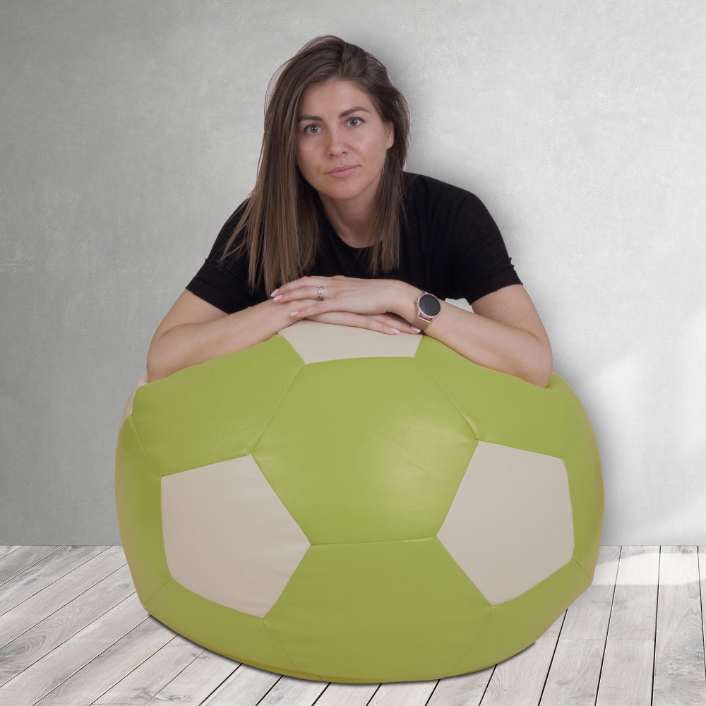 Fotoliu puf Mondo Ball - imitatie piele - verde/crem Fotoliu puf Mondo Ball - imitatie piele - verde/crem