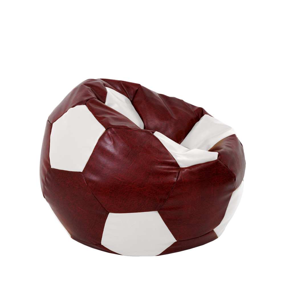 Fotoliu puf Mondo Ball - imitatie piele - bordo/alb Fotoliu puf Mondo Ball - imitatie piele - bordo/alb