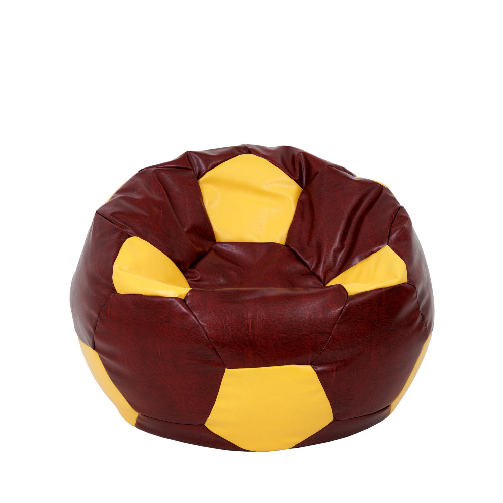 Fotoliu puf Mondo Ball - imitatie piele - bordo/galben Fotoliu puf Mondo Ball - imitatie piele - bordo/galben