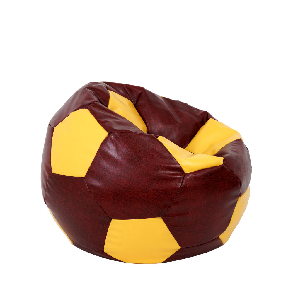 Fotoliu puf Mondo Ball - imitatie piele - bordo/galben Fotoliu puf Mondo Ball - imitatie piele - bordo/galben