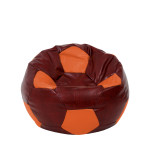 Fotoliu puf Mondo Ball - imitatie piele - bordo/portocaliu