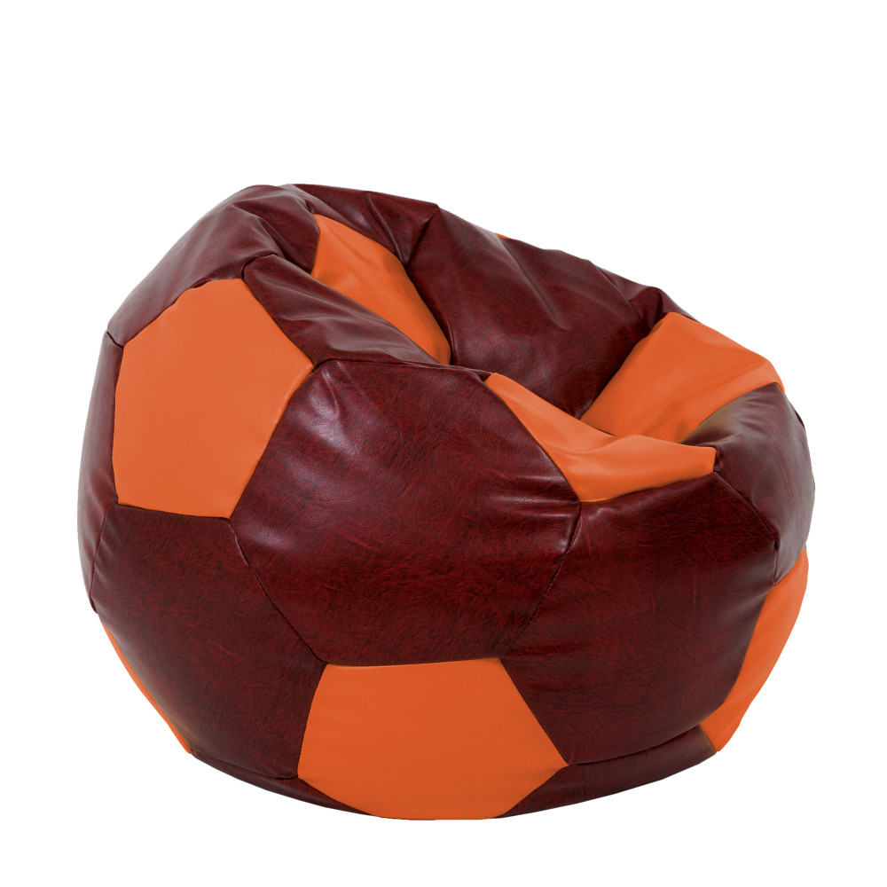 Fotoliu puf Mondo Ball - imitatie piele - bordo/portocaliu Fotoliu puf Mondo Ball - imitatie piele - bordo/portocaliu