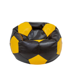 Fotoliu puf Mondo Ball - imitatie piele - wenge/galben Fotoliu puf Mondo Ball - imitatie piele - wenge/galben
