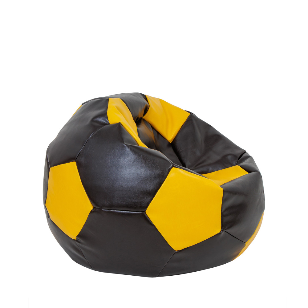 Fotoliu puf Mondo Ball - imitatie piele - wenge/galben Fotoliu puf Mondo Ball - imitatie piele - wenge/galben