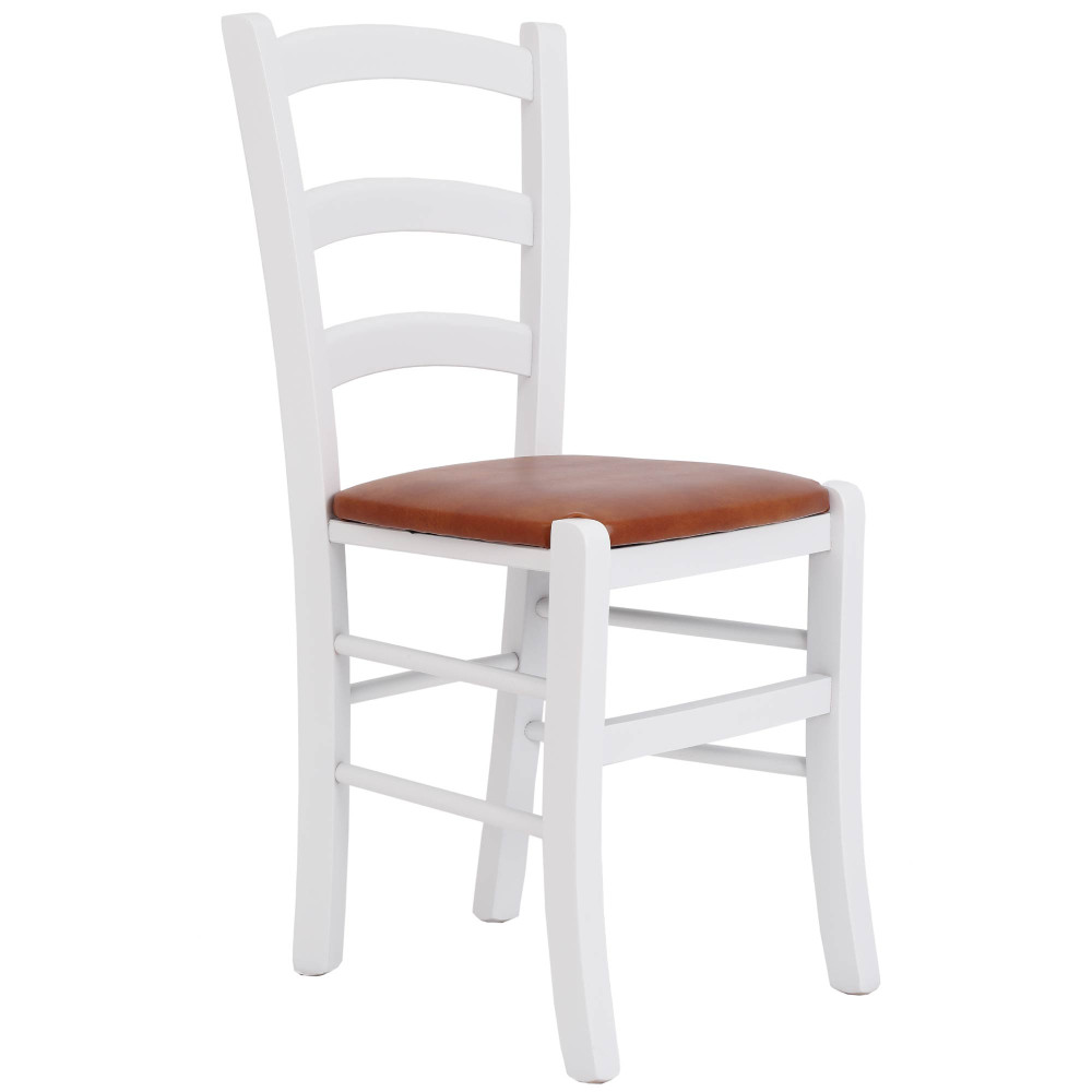 Scaun Paesana - cadru alb - imitatie piele coniac - 8070 Scaun Paesana - cadru alb - imitatie piele coniac - 8070