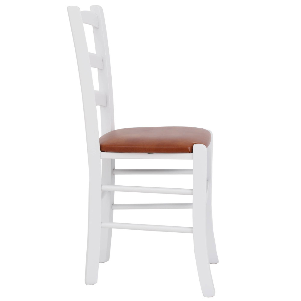 Scaun Paesana - cadru alb - imitatie piele coniac - 8070 Scaun Paesana - cadru alb - imitatie piele coniac - 8070