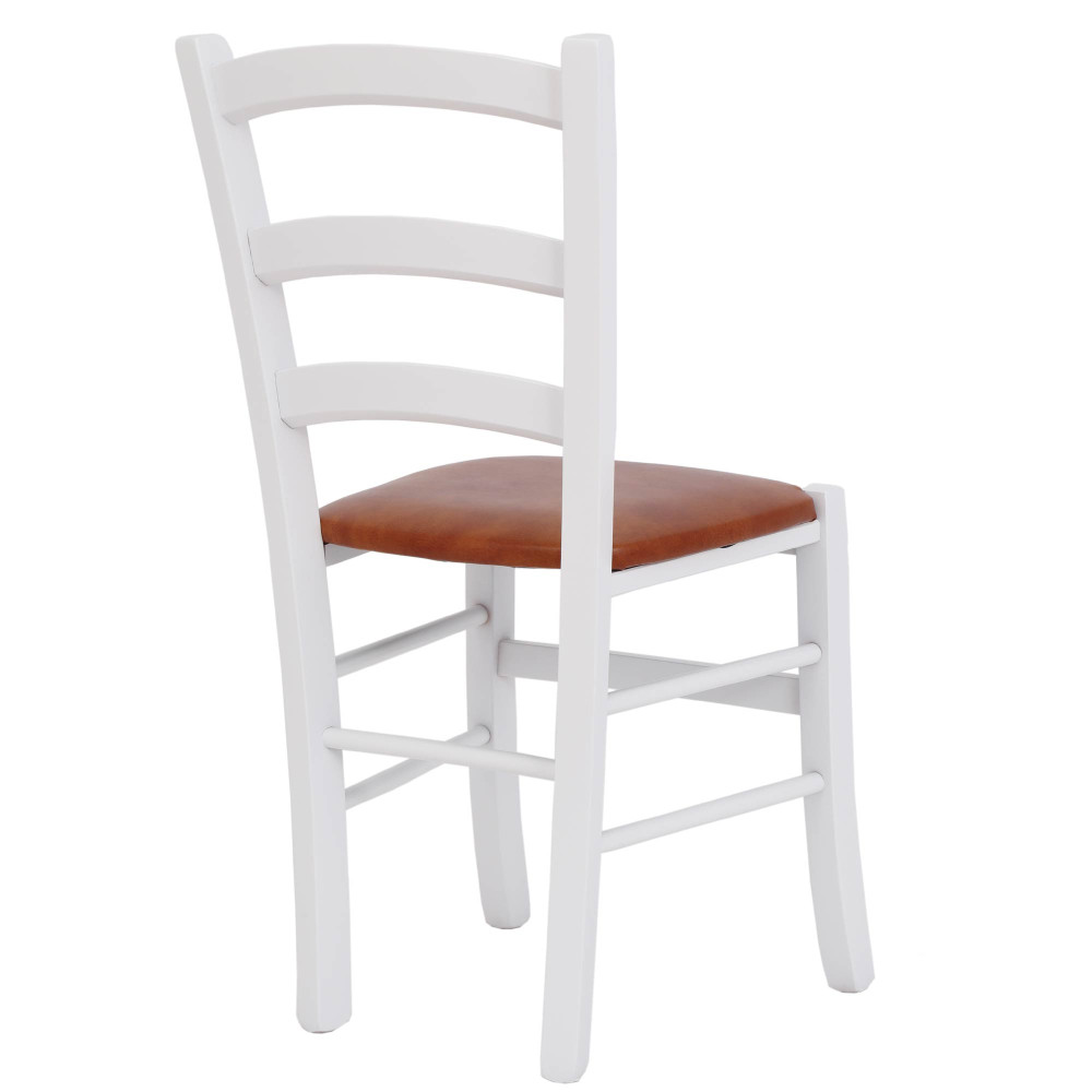 Scaun Paesana - cadru alb - imitatie piele coniac - 8070 Scaun Paesana - cadru alb - imitatie piele coniac - 8070