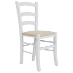 Scaun Paesana - cadru alb - imitatie piele crem - 21834