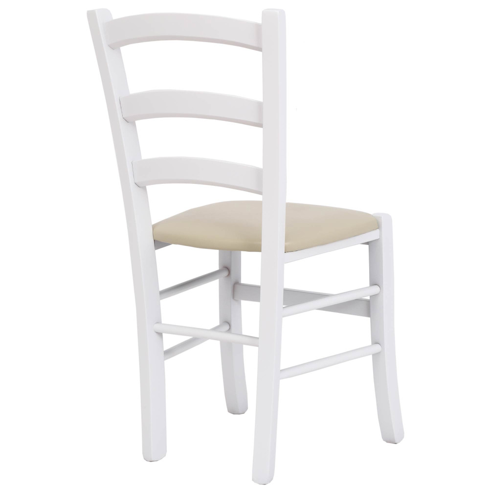 Scaun Paesana - cadru alb - imitatie piele crem - 21834 Scaun Paesana - cadru alb - imitatie piele crem - 21834