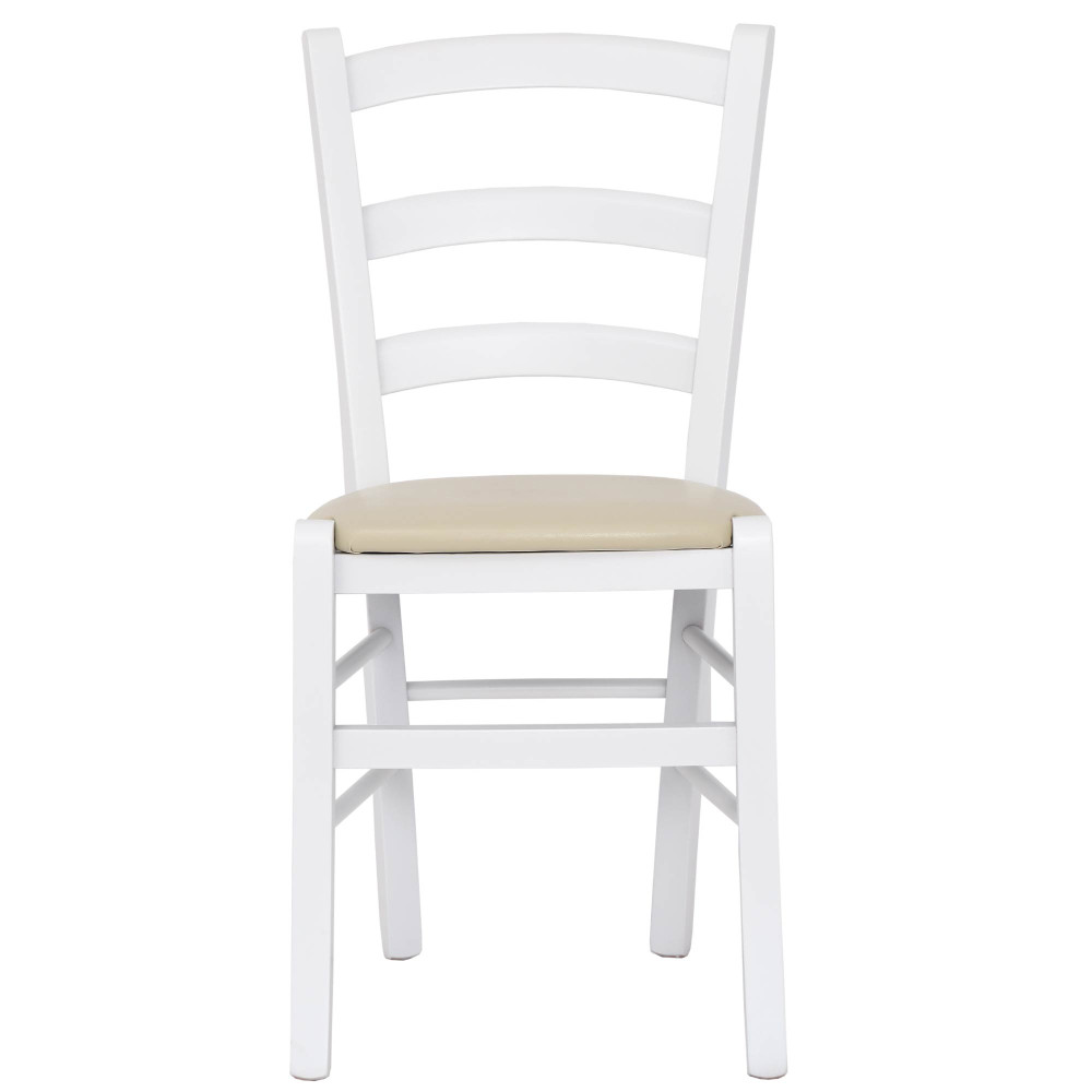 Scaun Paesana - cadru alb - imitatie piele crem - 21834 Scaun Paesana - cadru alb - imitatie piele crem - 21834