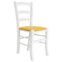 Scaun Paesana - cadru alb - imitatie piele galben - 22168 Scaun Paesana - cadru alb - imitatie piele galben - 22168