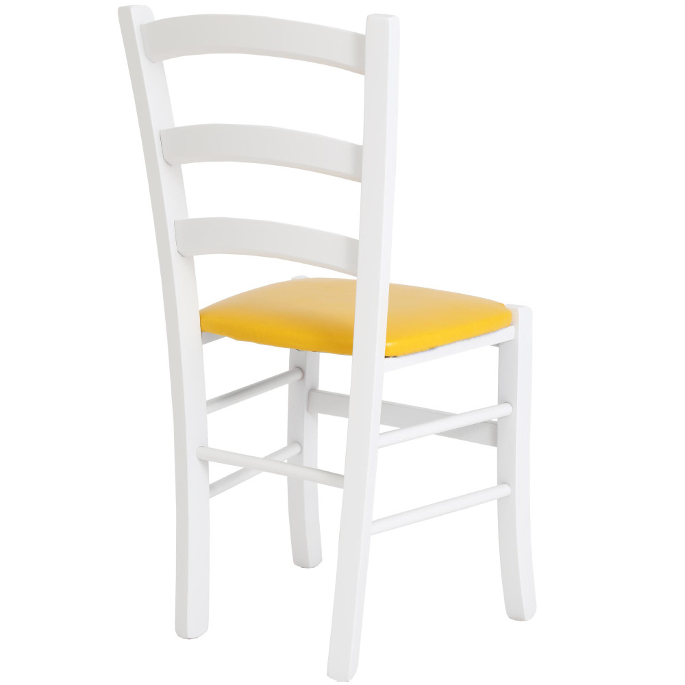 Scaun Paesana - cadru alb - imitatie piele galben - 22168 Scaun Paesana - cadru alb - imitatie piele galben - 22168