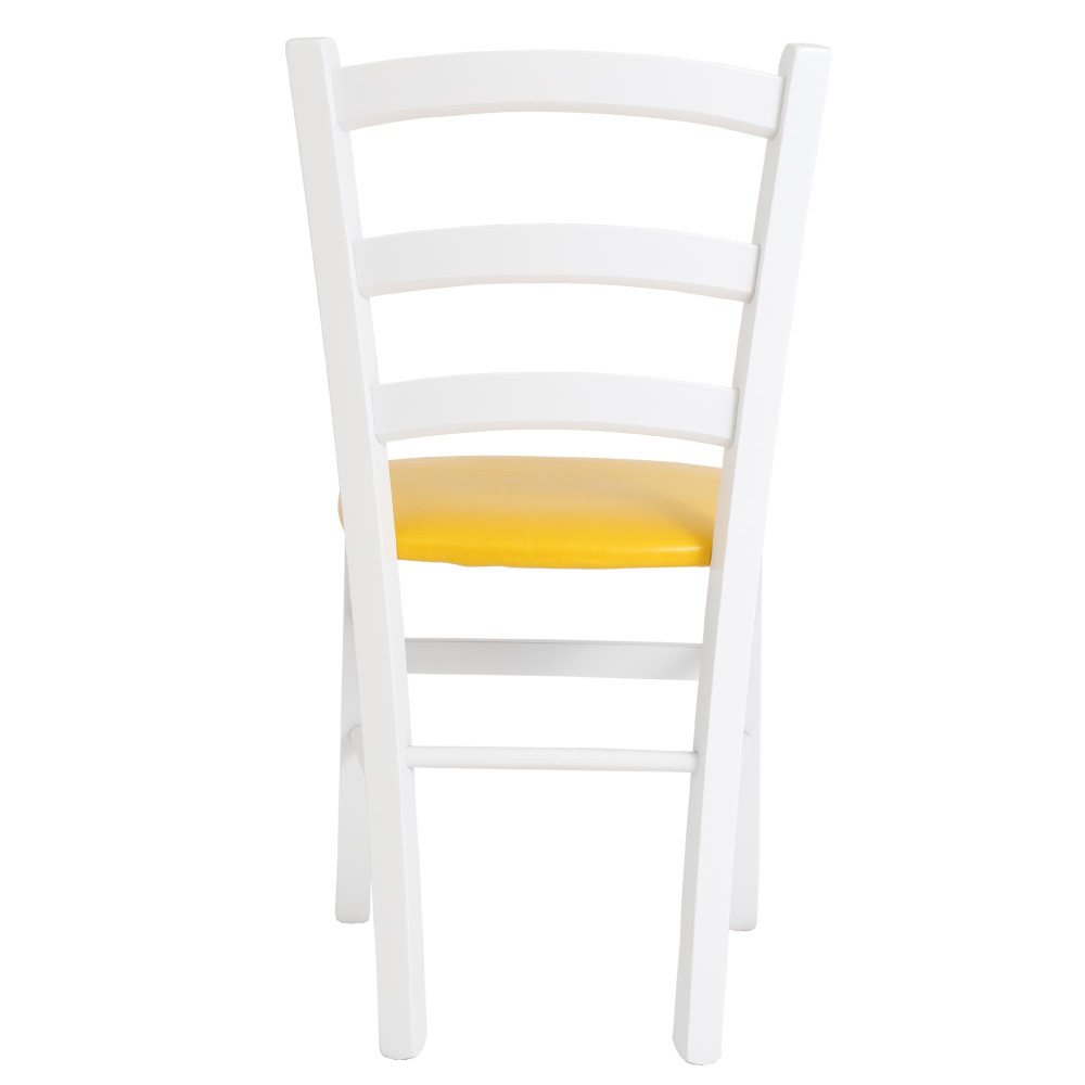 Scaun Paesana - cadru alb - imitatie piele galben - 22168 Scaun Paesana - cadru alb - imitatie piele galben - 22168