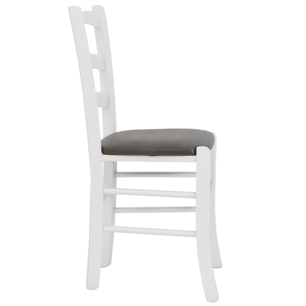 Scaun Paesana - cadru alb - imitatie piele gri - 62019 Scaun Paesana - cadru alb - imitatie piele gri - 62019