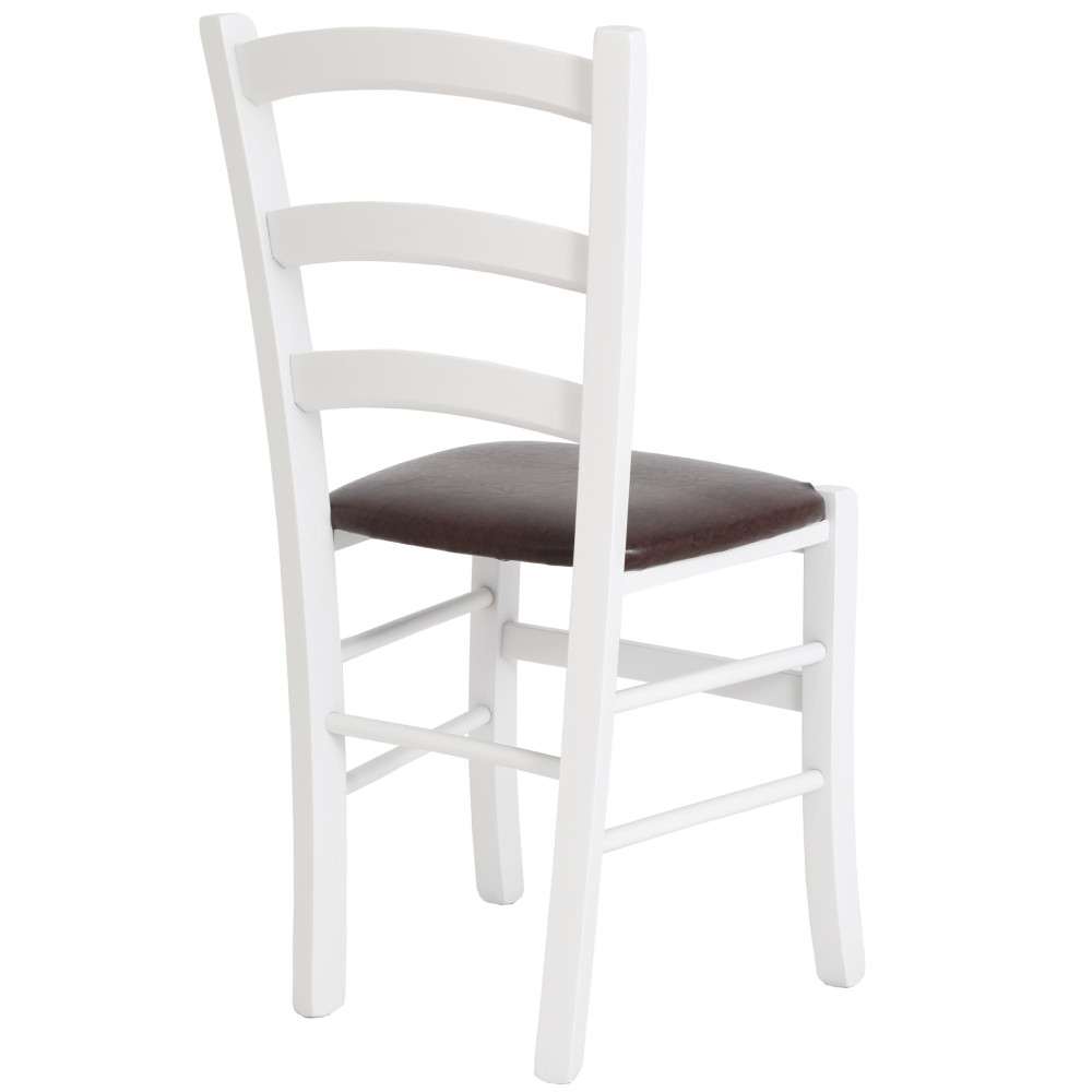 Scaun Paesana - cadru alb - imitatie piele maro - 15611 Scaun Paesana - cadru alb - imitatie piele maro - 15611