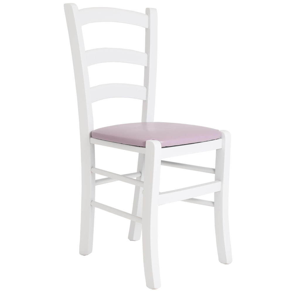 Scaun Paesana - cadru alb - imitatie piele mov - 21897 Scaun Paesana - cadru alb - imitatie piele mov - 21897