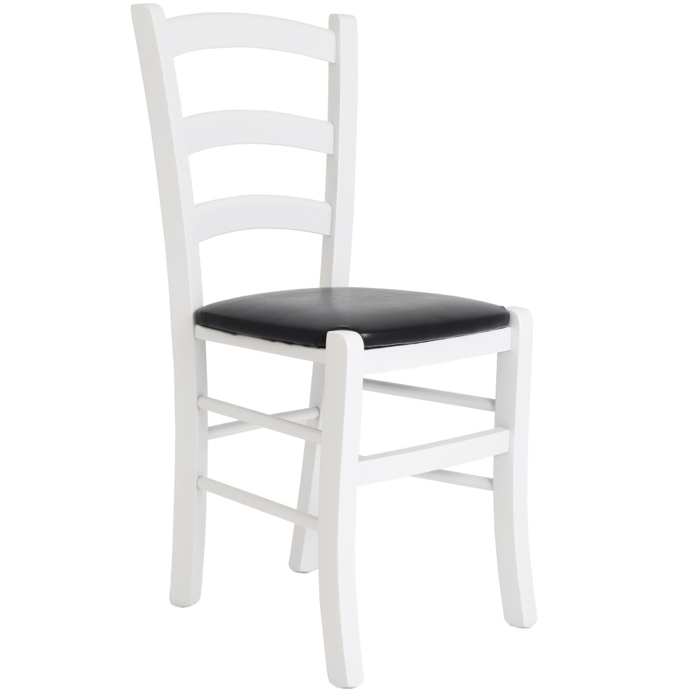 Scaun Paesana - cadru alb - imitatie piele negru - 21901 Scaun Paesana - cadru alb - imitatie piele negru - 21901