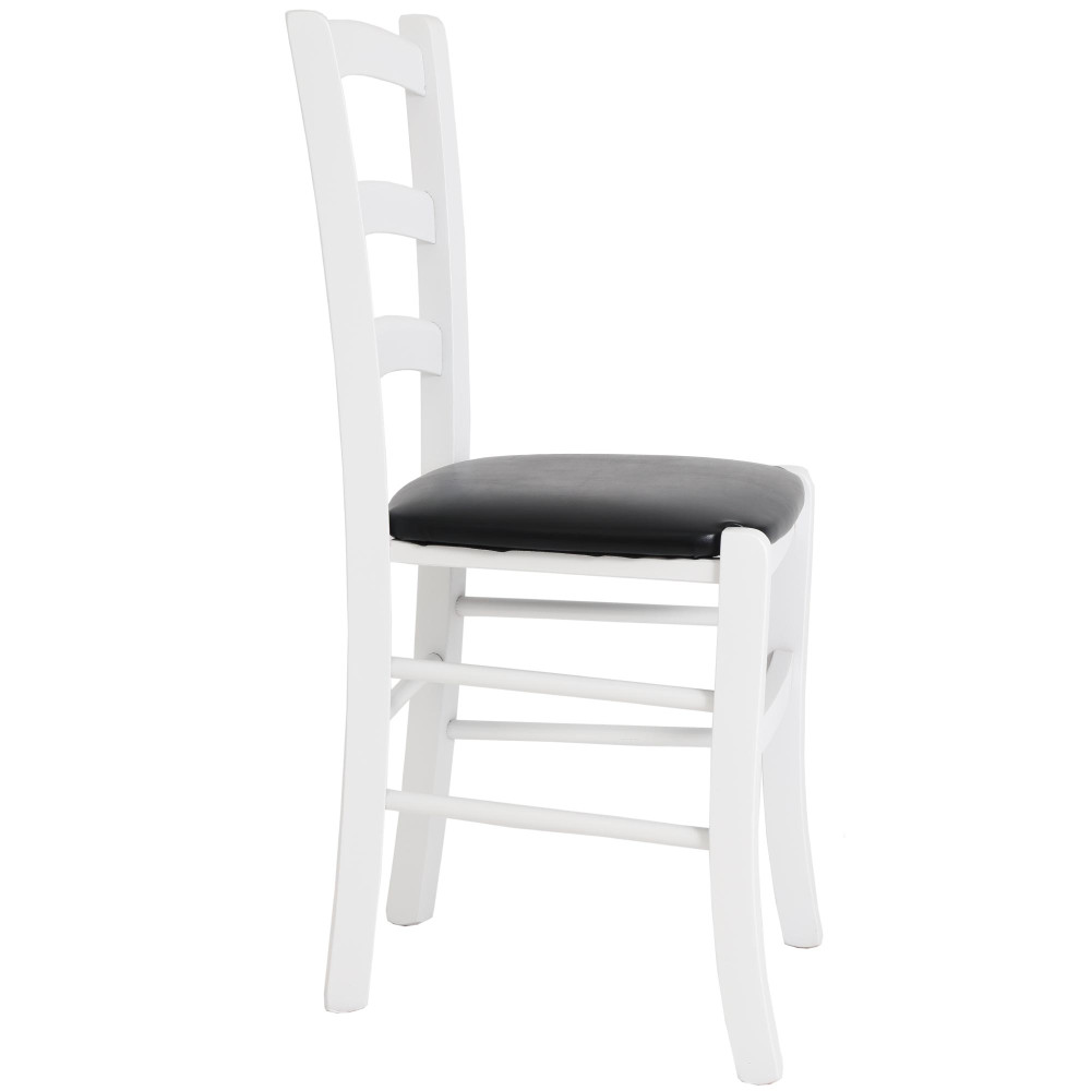 Scaun Paesana - cadru alb - imitatie piele negru - 21901 Scaun Paesana - cadru alb - imitatie piele negru - 21901