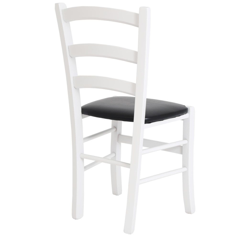 Scaun Paesana - cadru alb - imitatie piele negru - 21901 Scaun Paesana - cadru alb - imitatie piele negru - 21901
