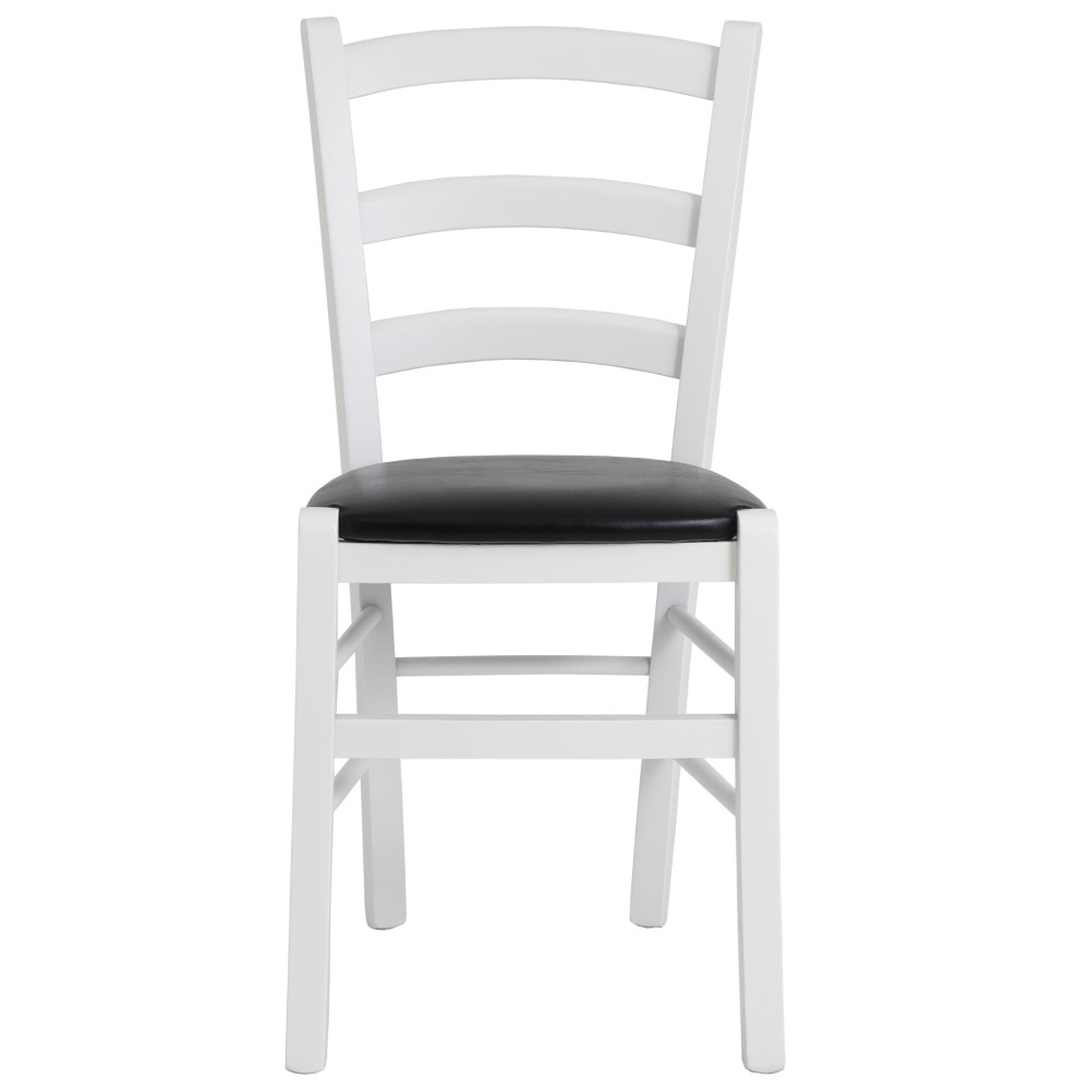Scaun Paesana - cadru alb - imitatie piele negru - 21901 Scaun Paesana - cadru alb - imitatie piele negru - 21901