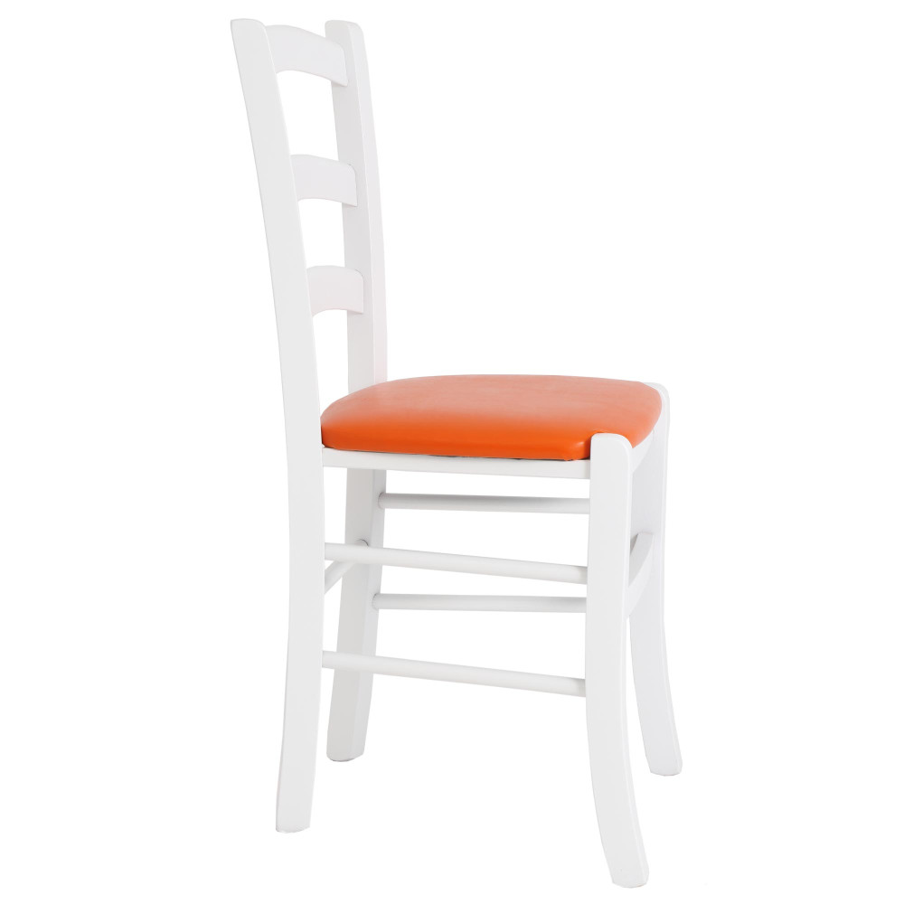 Scaun Paesana - cadru alb - imitatie piele portocaliu - 21895