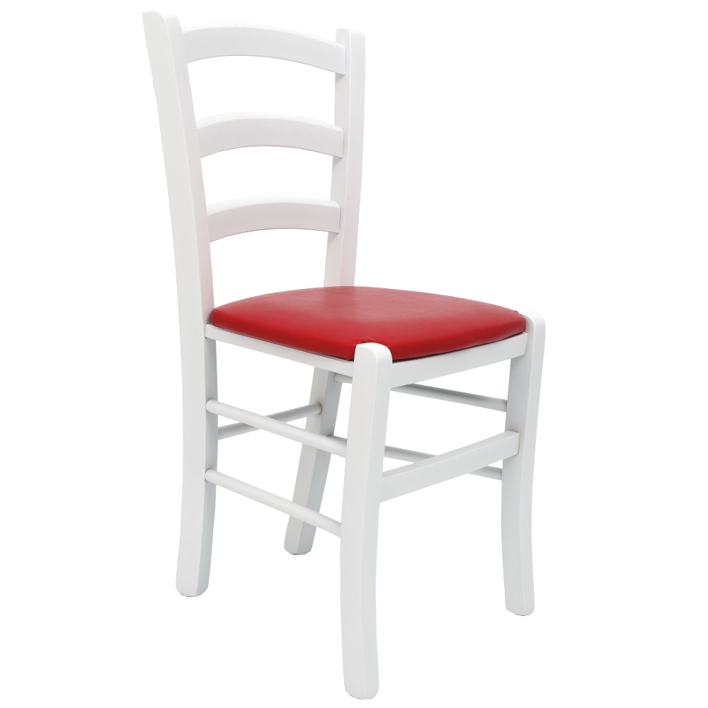 Scaun Paesana - cadru alb - imitatie piele rosu - 21900 Scaun Paesana - cadru alb - imitatie piele rosu - 21900