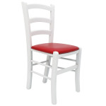 Scaun Paesana - cadru alb - imitatie piele rosu - 21900