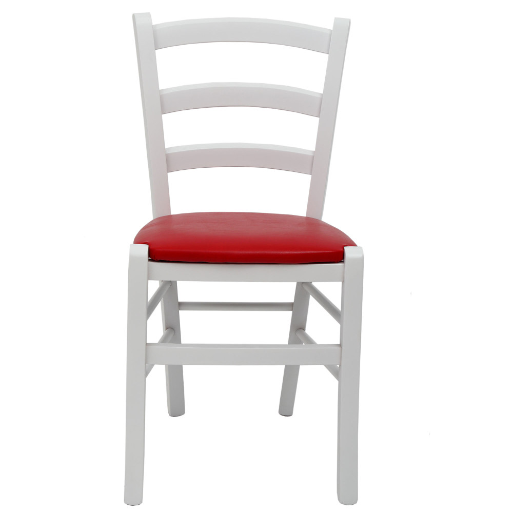 Scaun Paesana - cadru alb - imitatie piele rosu - 21900 Scaun Paesana - cadru alb - imitatie piele rosu - 21900