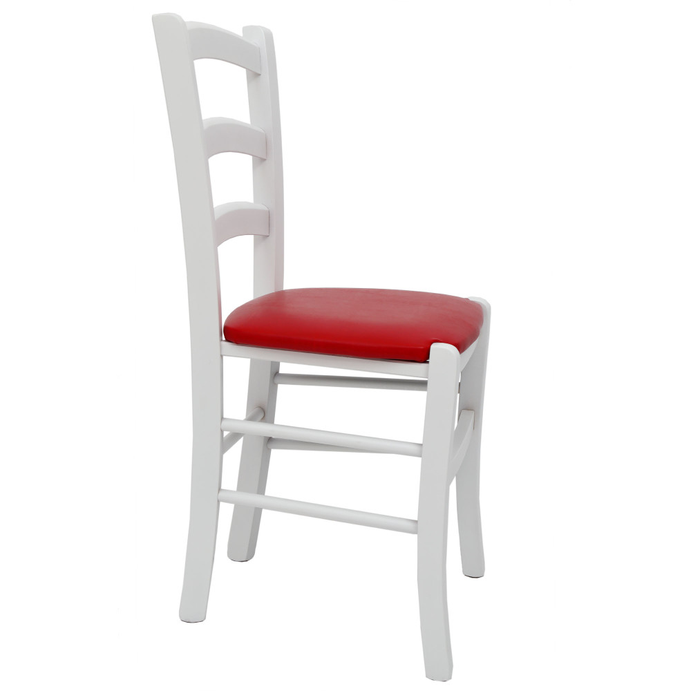 Scaun Paesana - cadru alb - imitatie piele rosu - 21900 Scaun Paesana - cadru alb - imitatie piele rosu - 21900
