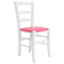 Scaun Paesana - cadru alb - imitatie piele roz - 21896 Scaun Paesana - cadru alb - imitatie piele roz - 21896