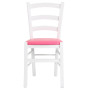 Scaun Paesana - cadru alb - imitatie piele roz - 21896 Scaun Paesana - cadru alb - imitatie piele roz - 21896