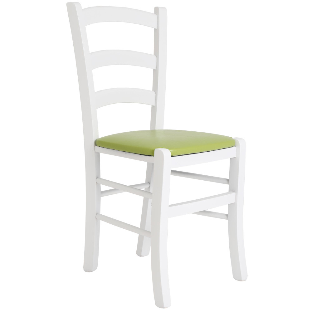 Scaun Paesana - cadru alb - imitatie piele verde - 21899 Scaun Paesana - cadru alb - imitatie piele verde - 21899