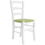 Scaun Paesana - cadru alb - imitatie piele verde - 21899