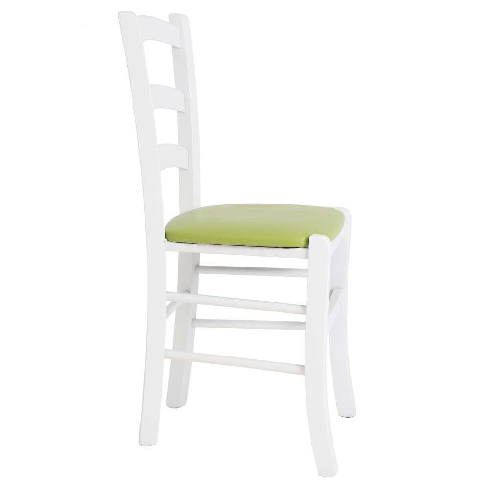 Scaun Paesana - cadru alb - imitatie piele verde - 21899 Scaun Paesana - cadru alb - imitatie piele verde - 21899