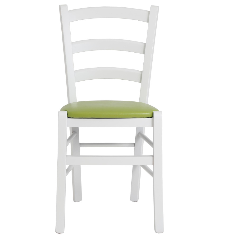 Scaun Paesana - cadru alb - imitatie piele verde - 21899 Scaun Paesana - cadru alb - imitatie piele verde - 21899