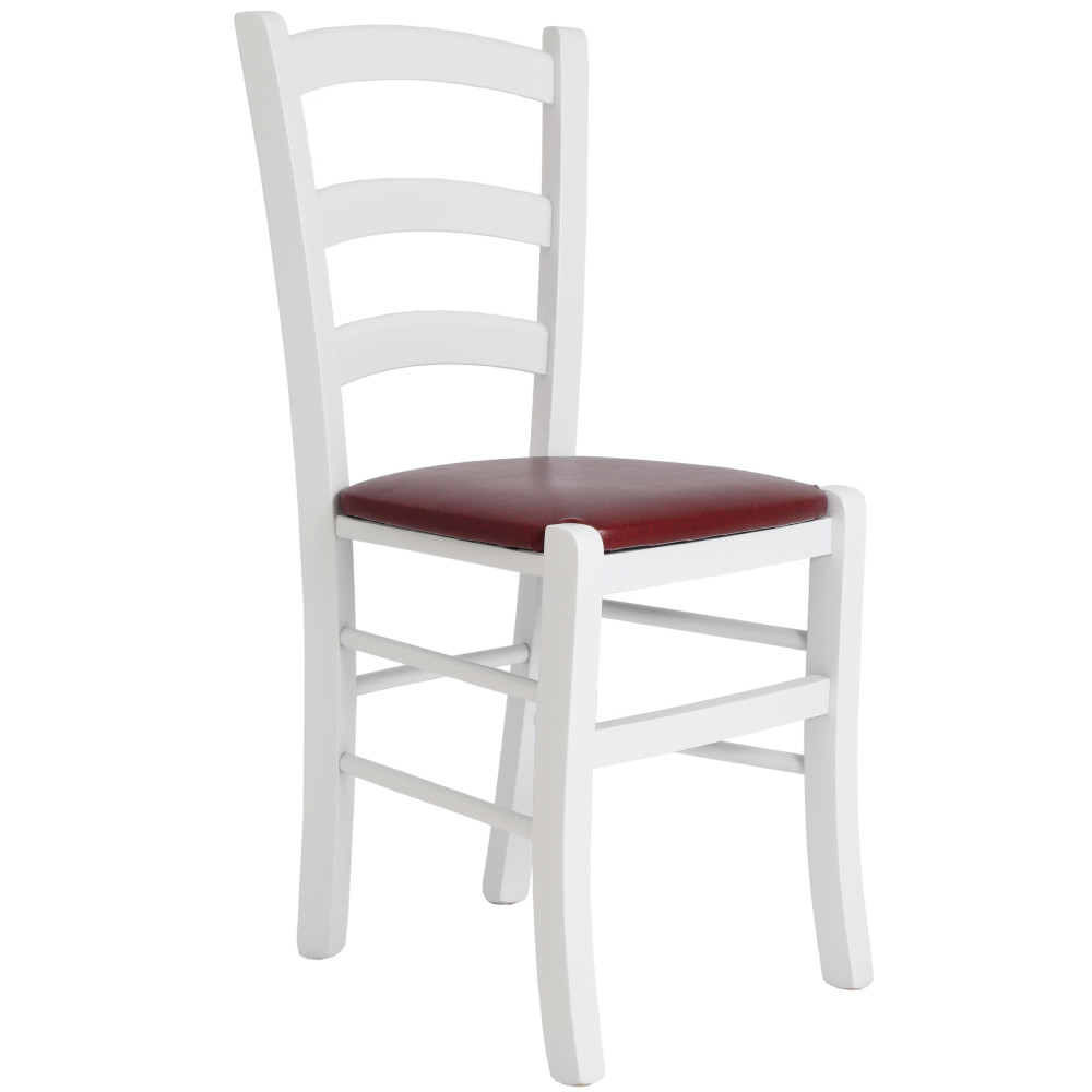Scaun Paesana - cadru alb - imitatie piele bordo - 21902 Scaun Paesana - cadru alb - imitatie piele bordo - 21902
