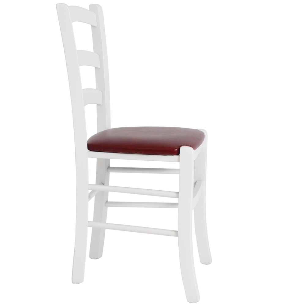 Scaun Paesana - cadru alb - imitatie piele bordo - 21902 Scaun Paesana - cadru alb - imitatie piele bordo - 21902