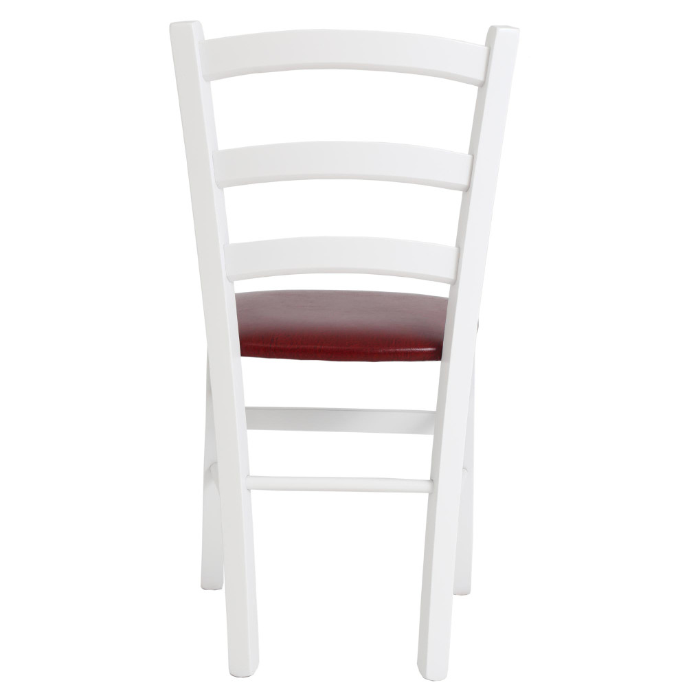 Scaun Paesana - cadru alb - imitatie piele bordo - 21902 Scaun Paesana - cadru alb - imitatie piele bordo - 21902