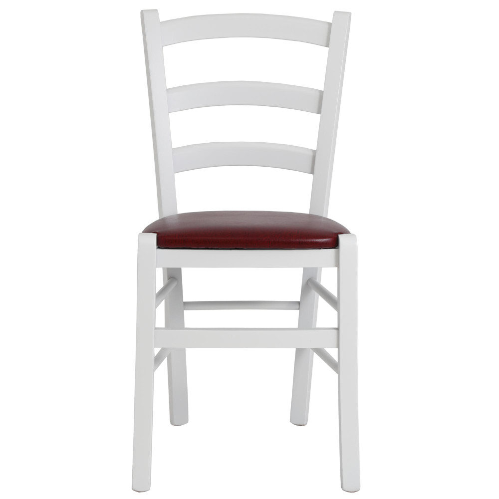 Scaun Paesana - cadru alb - imitatie piele bordo - 21902 Scaun Paesana - cadru alb - imitatie piele bordo - 21902