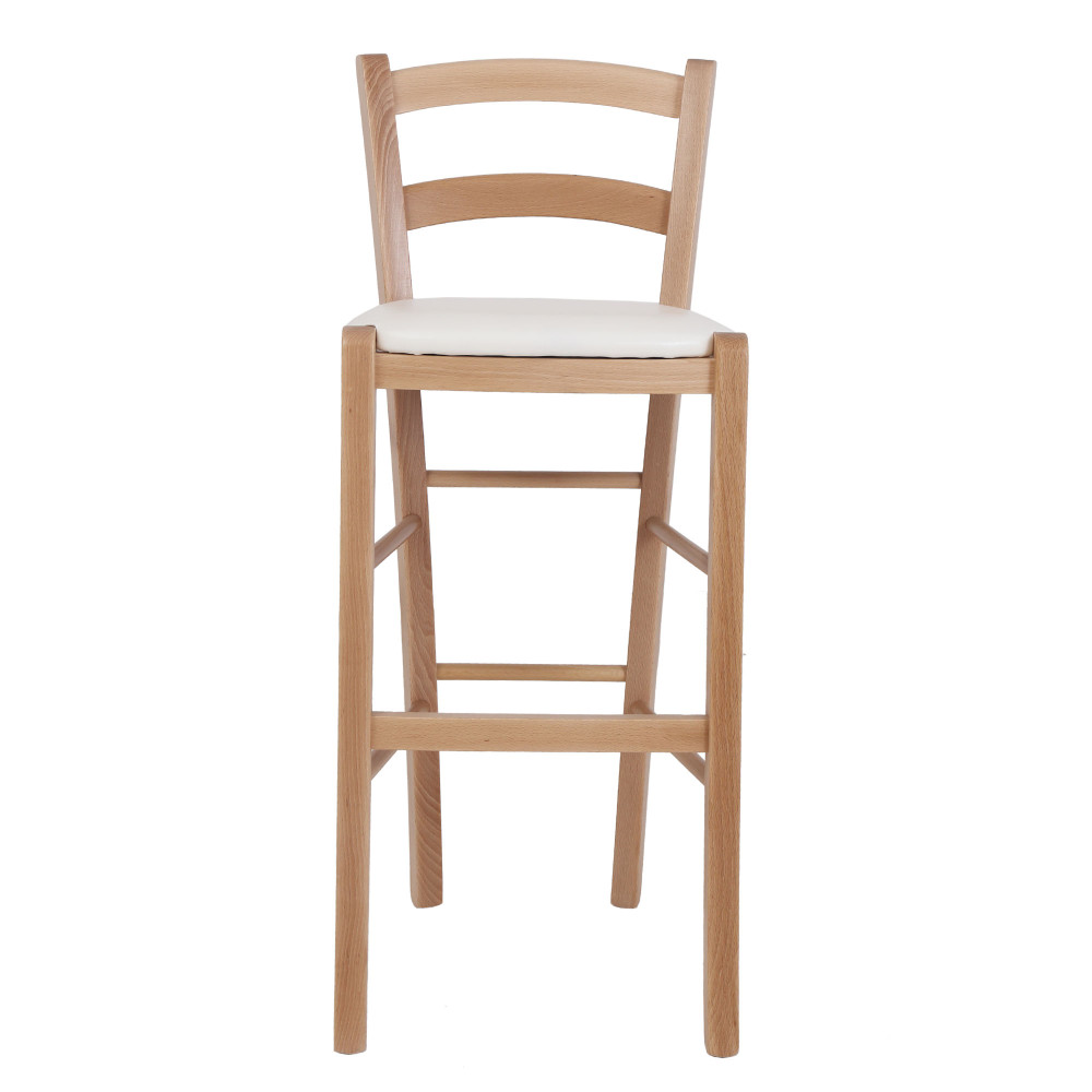 Scaun Paesana bar - cadru natur - imitatie piele alb - 21894 Scaun Paesana bar - cadru natur - imitatie piele alb - 21894