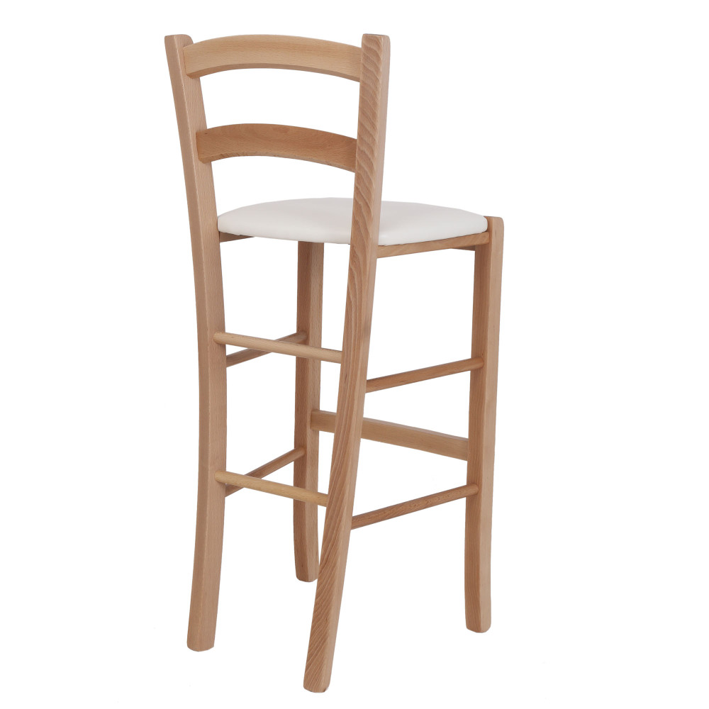 Scaun Paesana bar - cadru natur - imitatie piele alb - 21894 Scaun Paesana bar - cadru natur - imitatie piele alb - 21894