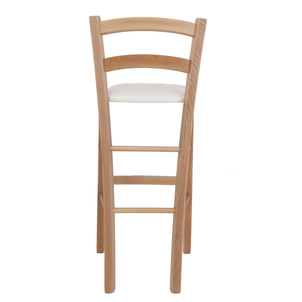Scaun Paesana bar - cadru natur - imitatie piele alb - 21894 Scaun Paesana bar - cadru natur - imitatie piele alb - 21894