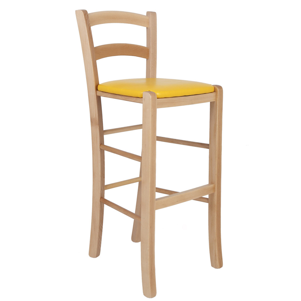 Scaun Paesana bar - cadru natur - imitatie piele galben - 22168 Scaun Paesana bar - cadru natur - imitatie piele galben - 22168