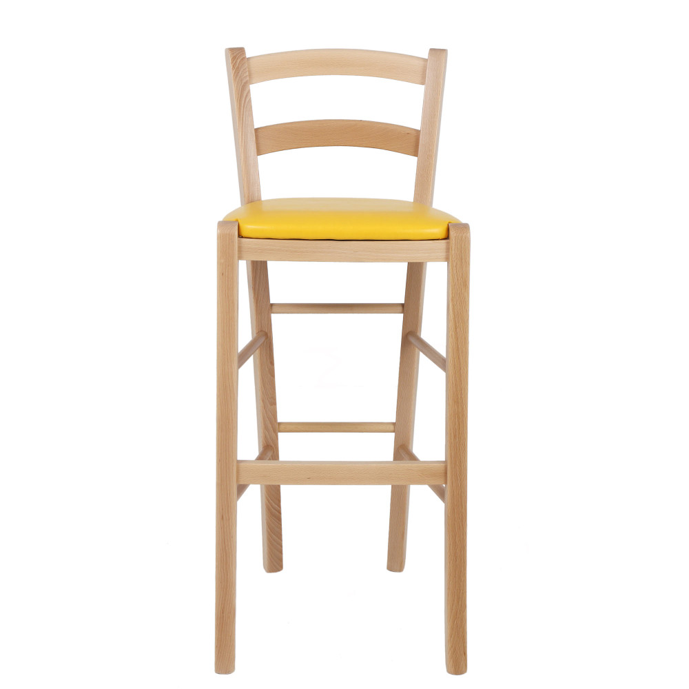 Scaun Paesana bar - cadru natur - imitatie piele galben - 22168 Scaun Paesana bar - cadru natur - imitatie piele galben - 22168
